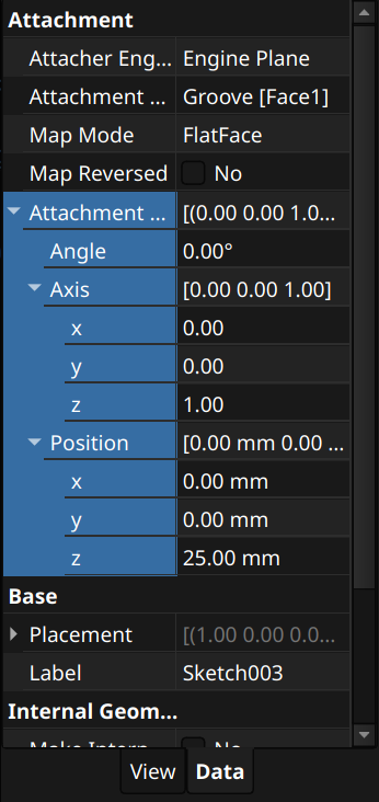 FreeCAD Sketcher workbench attachment offset